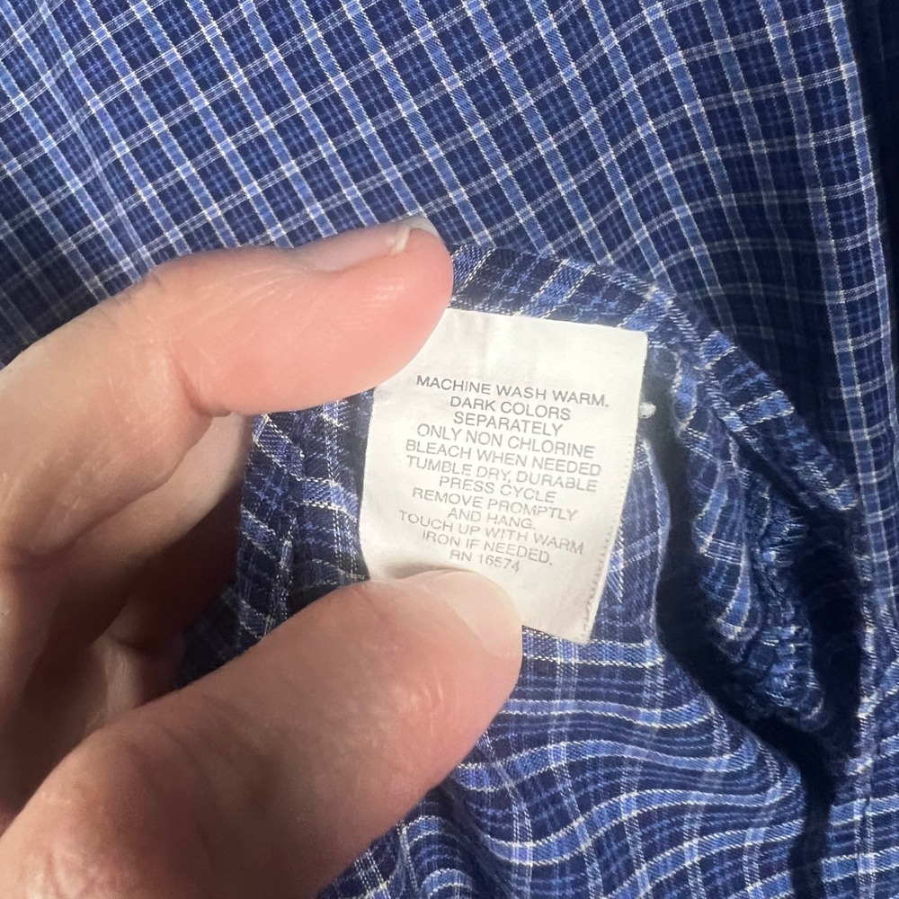 Vintage Eagle Crest Men 2XLT Blue Check‎ Plaid Button Down Long Sleeve Shirt - Picture 7 of 8